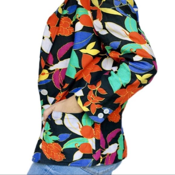 Céline Paris Vintage Linen Floral Print Blazer - Picture 2 of 12